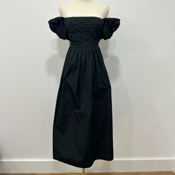 Rare Brock Collection Off the Shoulder Black Midi Dress - Picture 3 of 12